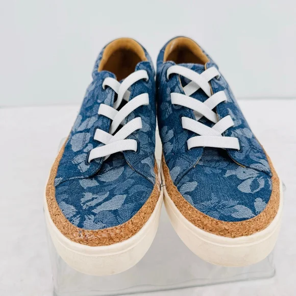 Revitalign Hermosa Sneakers Blue Denim Floral Orthotic Gore Lace Up - Picture 4 of 7